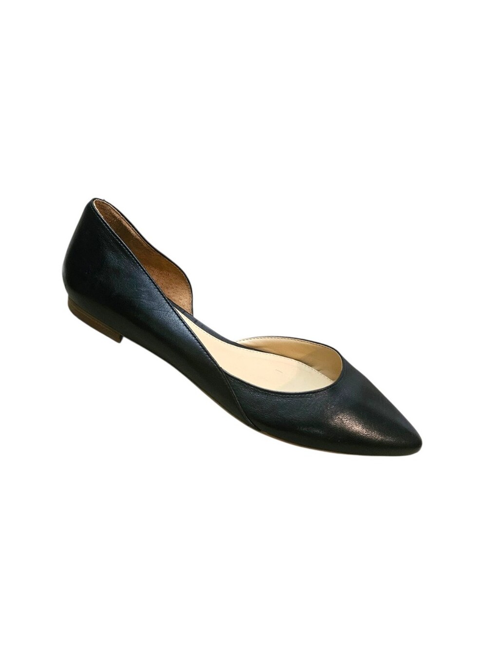 Marc Fisher LTD Sunny Half d' Orsay Flats Women 9.5 Black Leather Pointy Toe - Picture 2 of 11